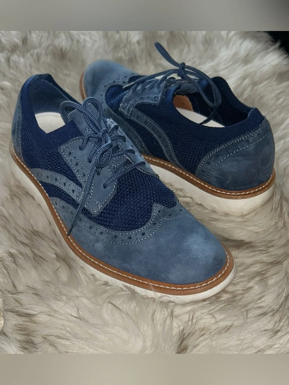 9.5 Mens Wingtip Casual Oxfords Leather Mesh Similar Zero Grand EUC